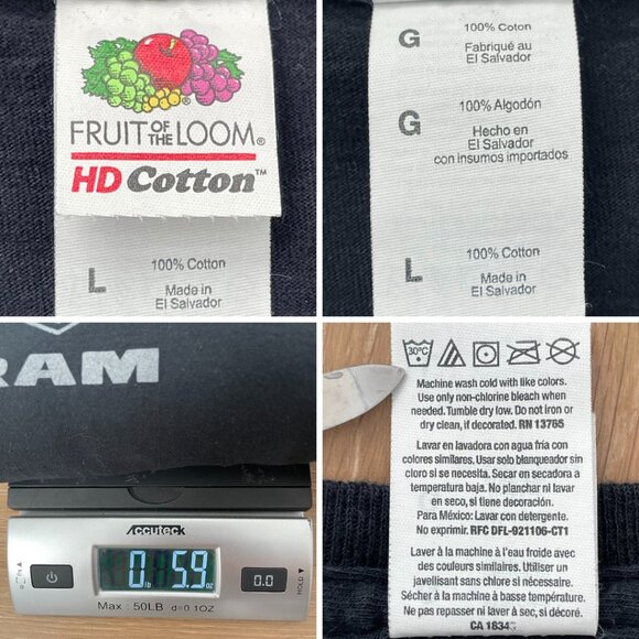 Fruit of the Loom Dodge Ram T-Shirt Men Large Black Gray American Flag HD Cotton - Picture 13 of 13